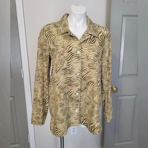 Pilcro Anthropologie Zebra Animal Print Lightweight Cotton Button Up Jacket(M) - Picture 2 of 11